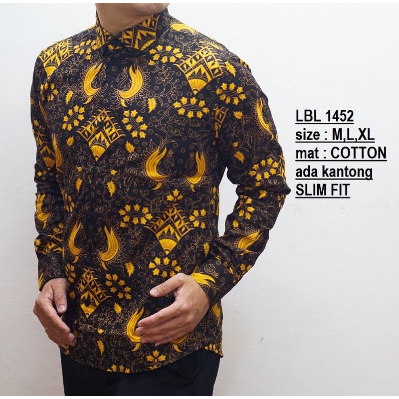 LBL 614 HEM KEMEJA BATIK PRIA SLIM FIT LENGAN PANJANG LUIGI BATANI