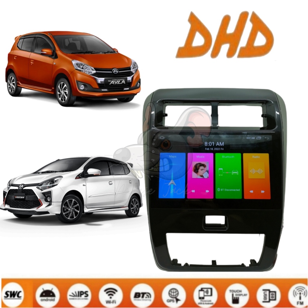 Head unit Android DHD Toyota Agya Ayla 2020 up 10 inch
