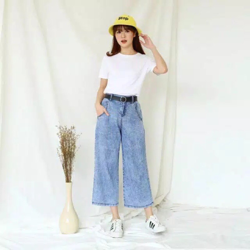 JANETA CELANA JEANS WANITA CELANA KULOT BOYFRIEND JINS WANITA SNOW BLACK / SNOW BLUE KEKINIAN GBM