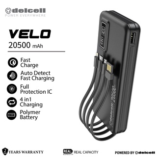 Delcell Velo Powerbank  20500mAh 10500mAh Led Digital Super Cepat  With Cable Fast