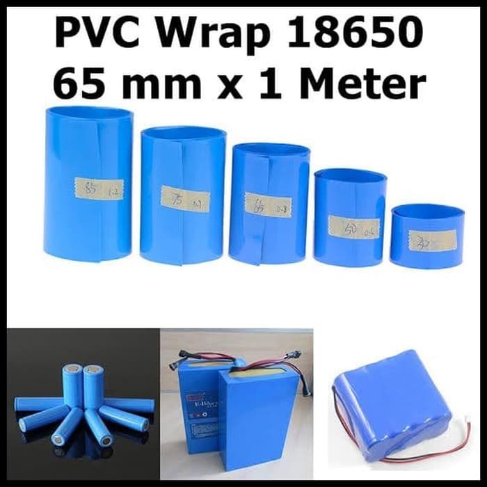 Heat Shrink Tube PVC Jacket 18650 Battery Baterai Wrap 65mm 1 Meter