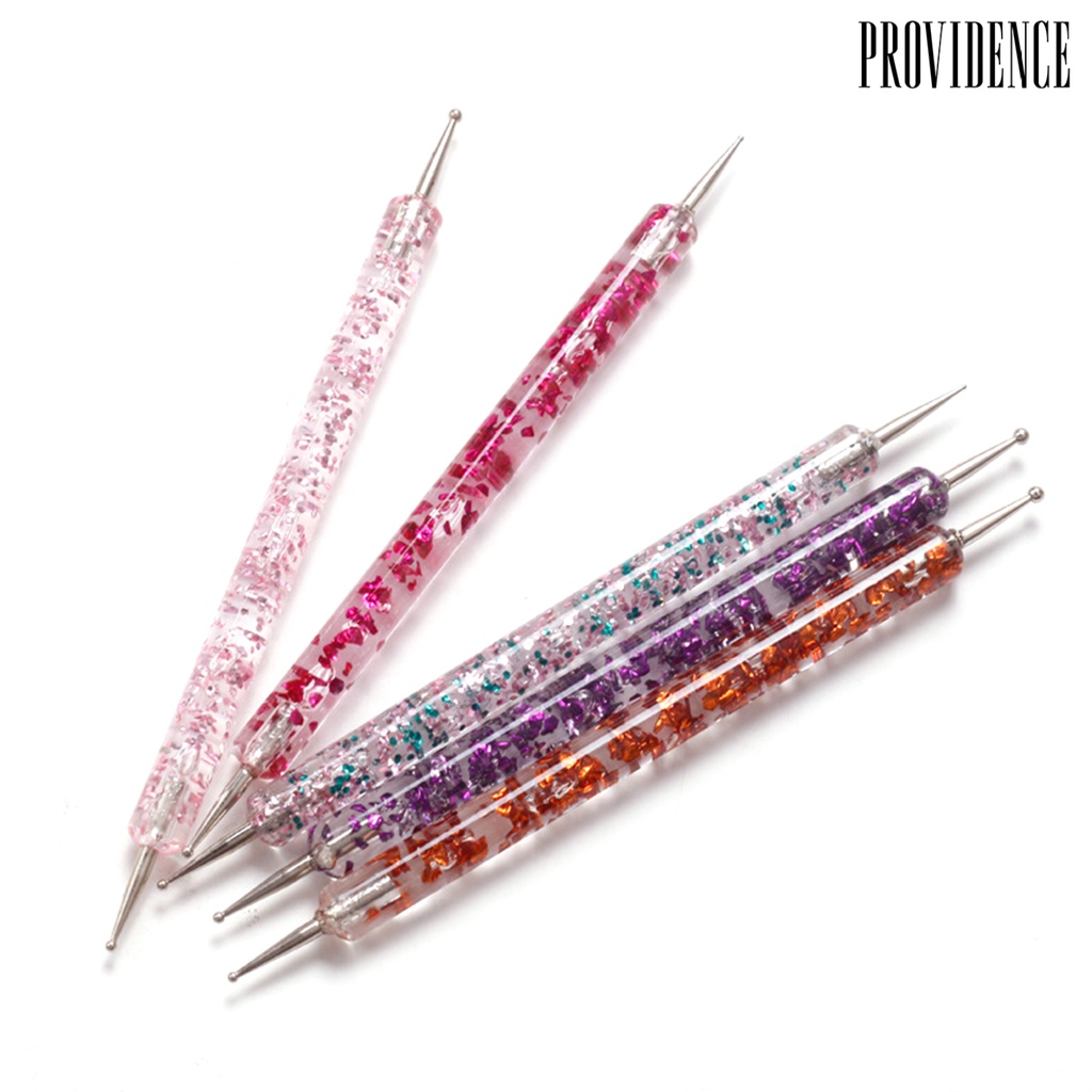 Providence 5pcs / Set Dotting Pen Nail Art Uv Gel Akrilik Kepala Ganda Untuk Manicure