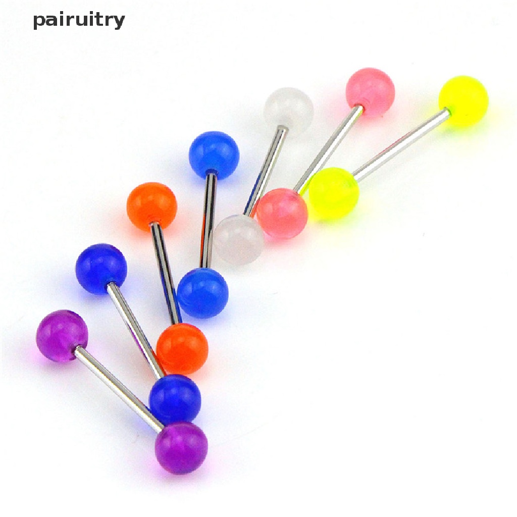 Prt 7PCS / Set Anting Tindik Lidah / Tubuh Bentuk Barbel Luminous Glow In The Dark PRT