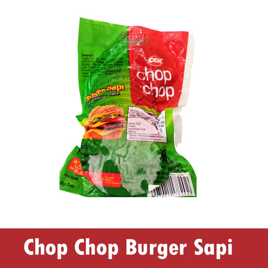 

[SINAR.FRESHMART] CHOP CHOP DAGING BURGER SAPI SLICE isi 10pc [250gr]