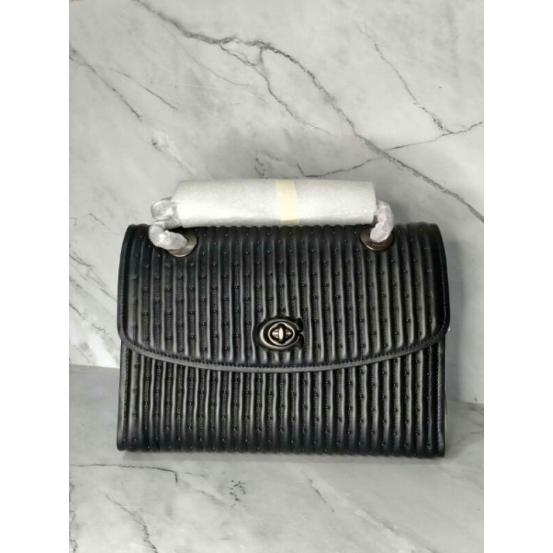 coach parker black quilted