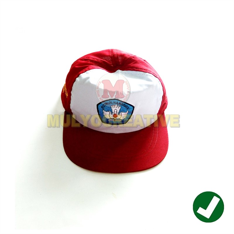 Topi Sekolah SD Bordir - Topi SD Logo Tut Wuri Biru - Topi SD Murah