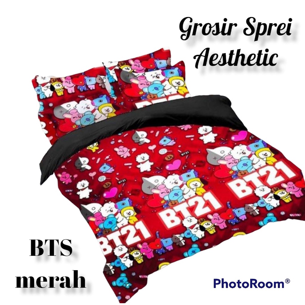 PROMO MURAH SPREI KARAKTER HELLO KITTY BTS KOREA DORAEMON BERIKUT SARUNG BANTAL &amp; SARUNG GULING 160X200 180X200