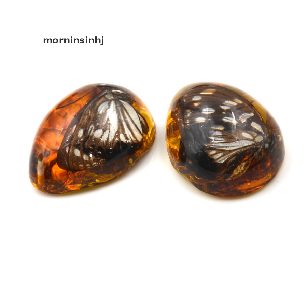 Mornin Liontin Kupukupu Bahan Resin Warna Amber