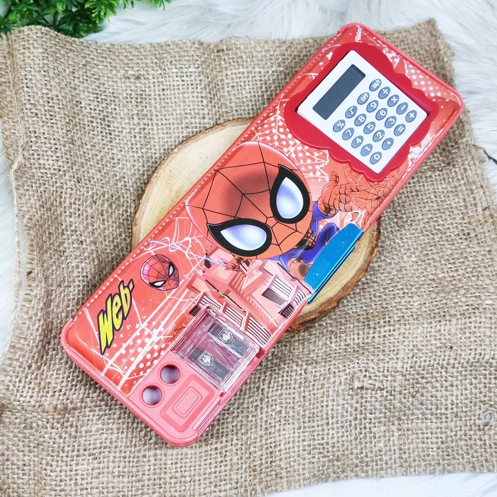 KOTAK PENSIL BTS BT21 KALKULATOR + SERUTAN MAGNET / KOTAK PENSIL KALKULATOR / TEMPAT PENSI KARKULATOR-KP KALKU- SPIDRMAN