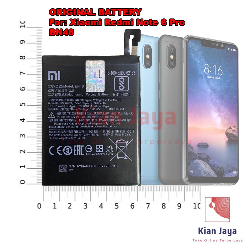 [Garansi 100% Ori] Baterai Xiaomi Redmi Note 6 Pro BN48 Batre Batrai Battery Hp Xiao Mi Xiomi BN 48 Original