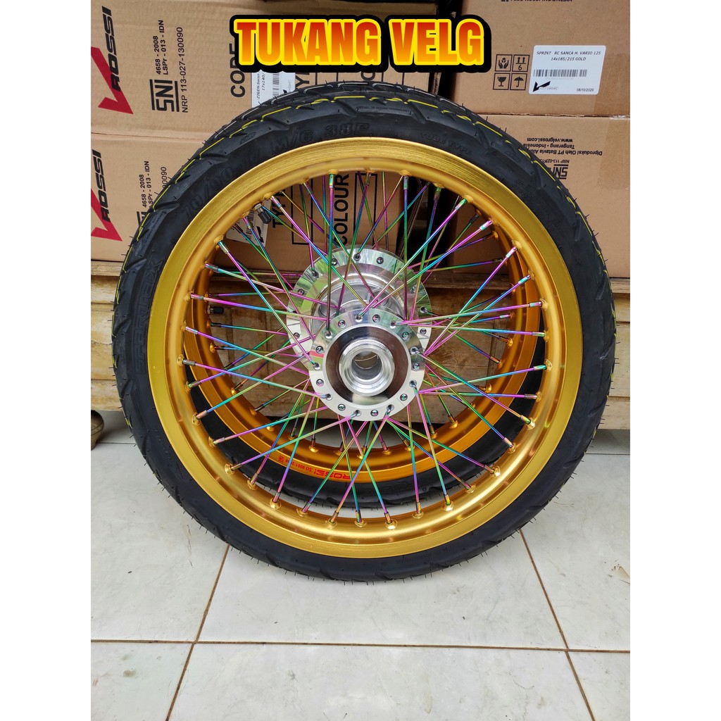 Velg jari jari ring 17 tapak lebar Megapro ukuran 185-215 sepaket plus ban