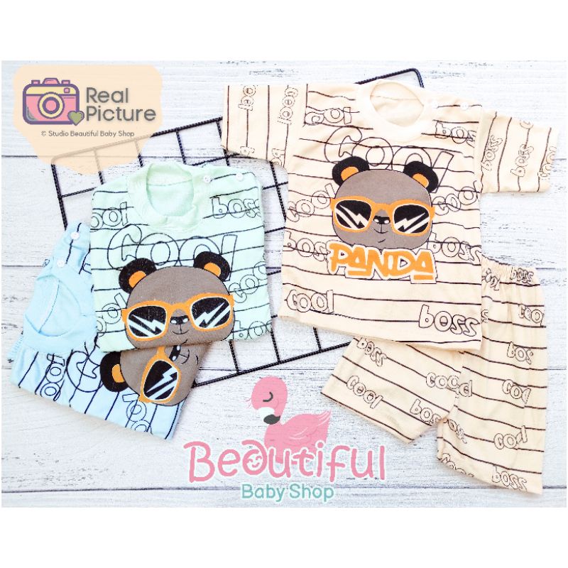 Setelan Pendek Bayi Motif Cool / Setelan Piyama Bayi / Baju Bayi Panjang / Baju Tidur Bayi / Baby.ou_