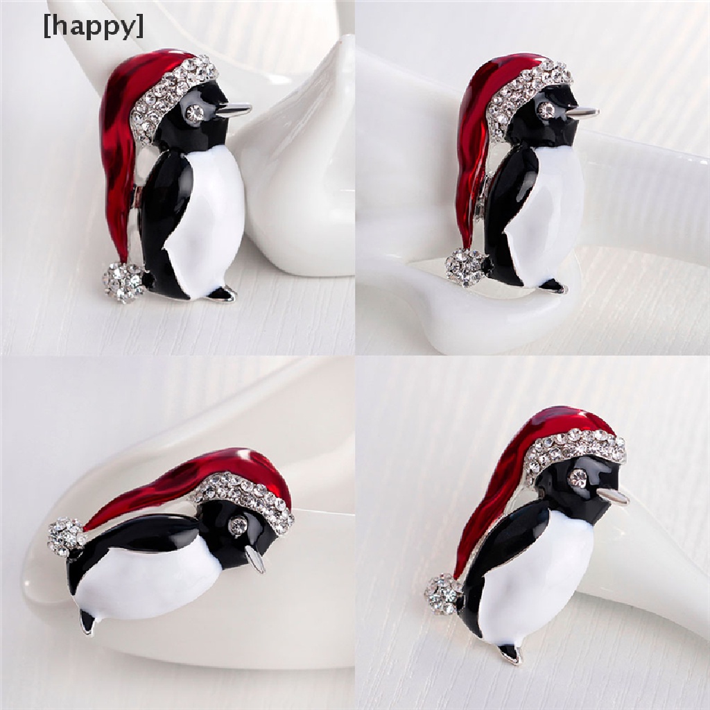 1pc Bros Pin Bentuk Penguin Natal Aksen Berlian Imitasi Untuk Hadiah Pesta
