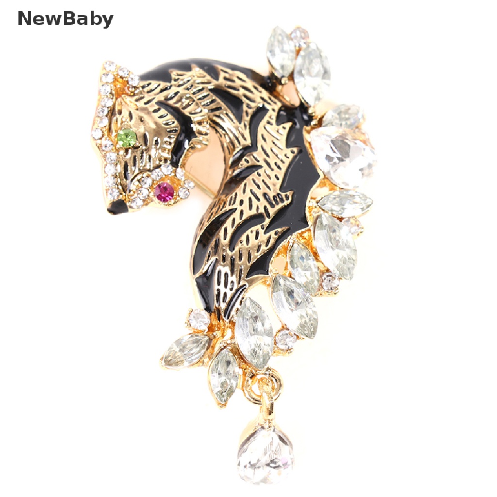 NewBaby Rhinestone Tiger Brooches For Women Beautiful Animal Pins Coat Suit Accessories ID