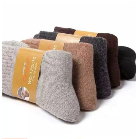 Kaos Kaki Musim Dingin Tebal Hangat Bahan Wool Bulu Domba