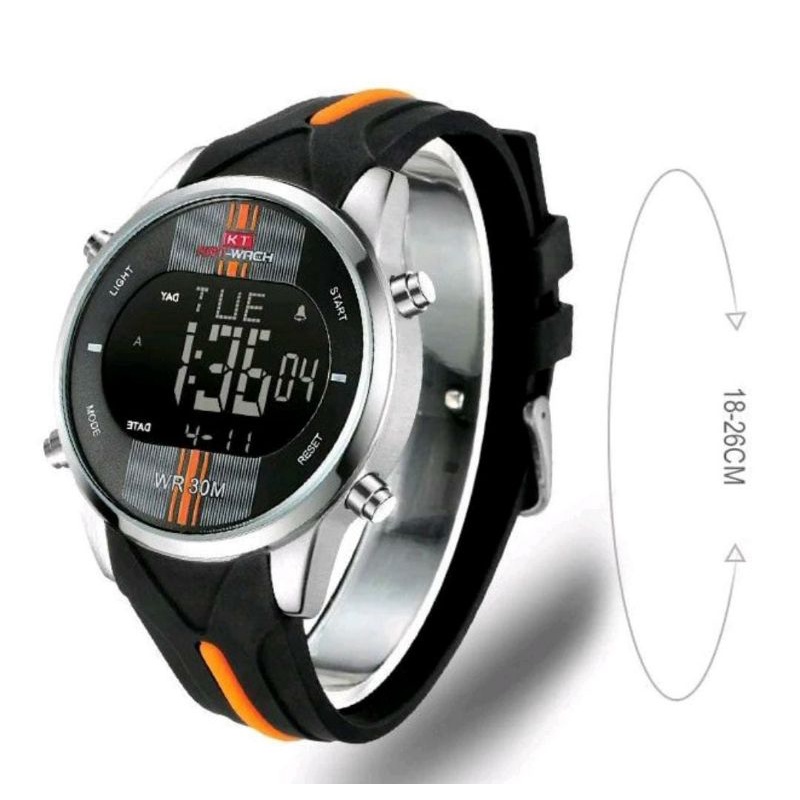 TRENDINGGGGG_0KAT-WACH_KT716 Jam Tangan Pria Digital Tali Kulit_CURRENOS