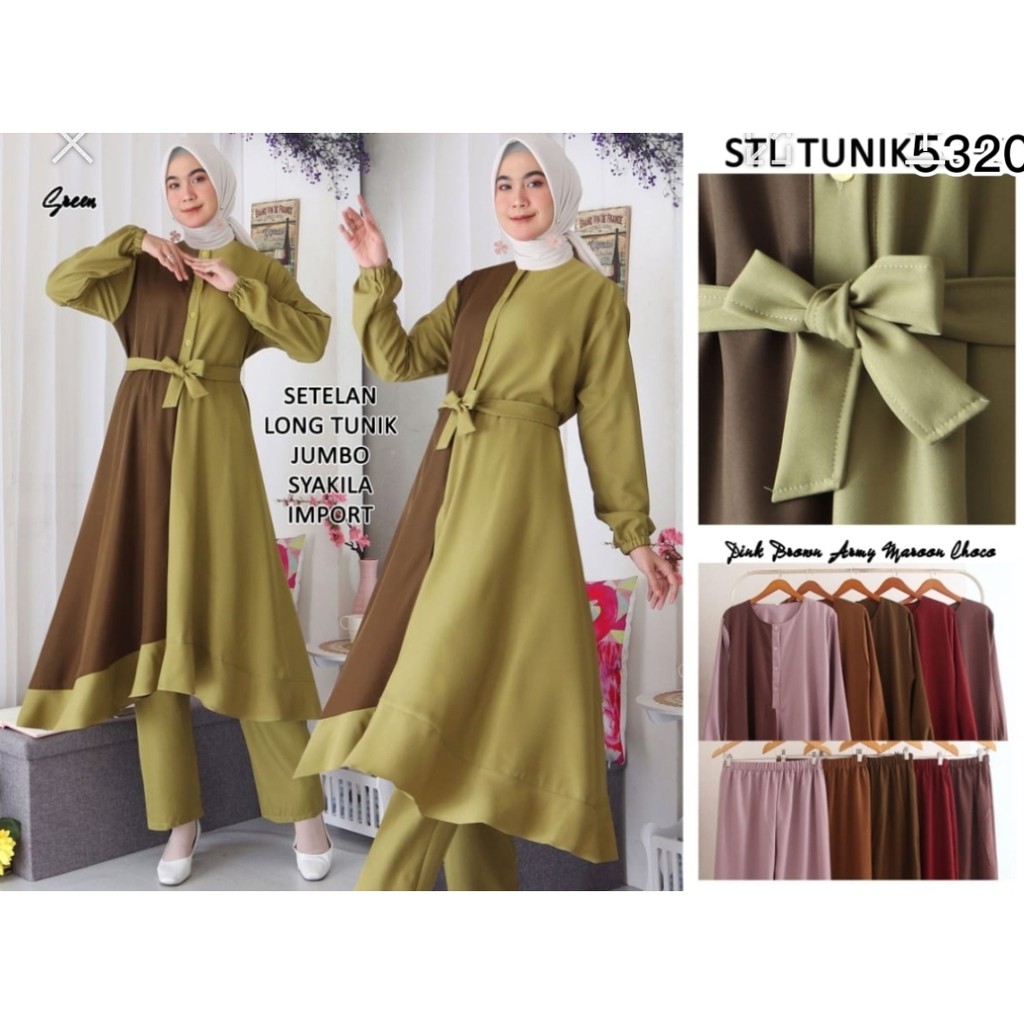 SETELAN TUNIK JUMBO SYAKILA IMPORT MUSLIM BAJU HAMIL BUSUI FRIENDLY