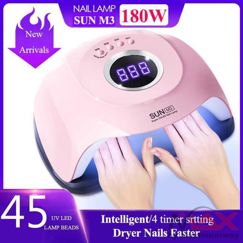 SUN M3 180W UV LED Pengering Kutek Kuku PROFESIONAL SALON 48 LED 220V UV Nail Lamp Nail Polish Dryer Light LED Gel Acrylic USB Machine Manicure Kit Nail Extension Therapy Baking Light SUN M3 180W UV LED Lamp 180/120/72/36W Nail Dryer 45/36/18 LEDs UV