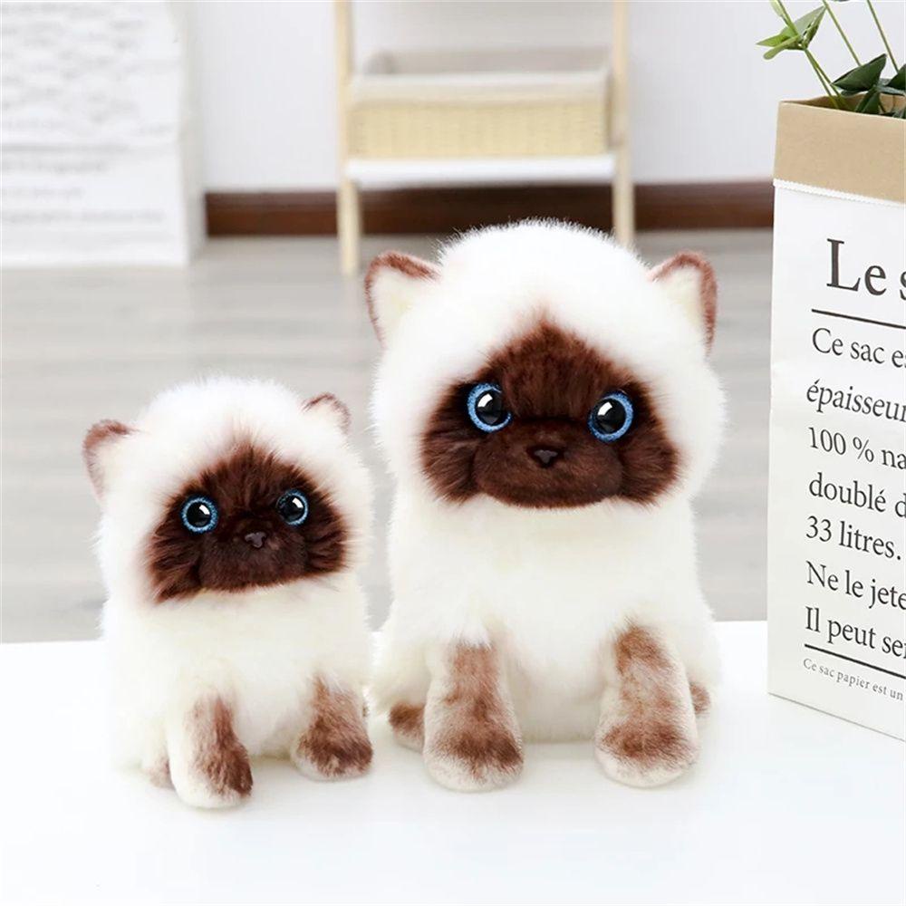 Quinton Cat Plush Toy Mainan Anak Dekorasi Rumah 20/26CM Sequin Mata Coklat Dan Putih Kucing Siam Boneka Binatang