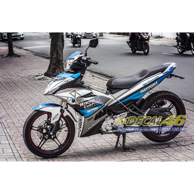 decal sticker yamaha mx king 150 petronas putih  custom_ Full body motor bukan striping - Bahan grap