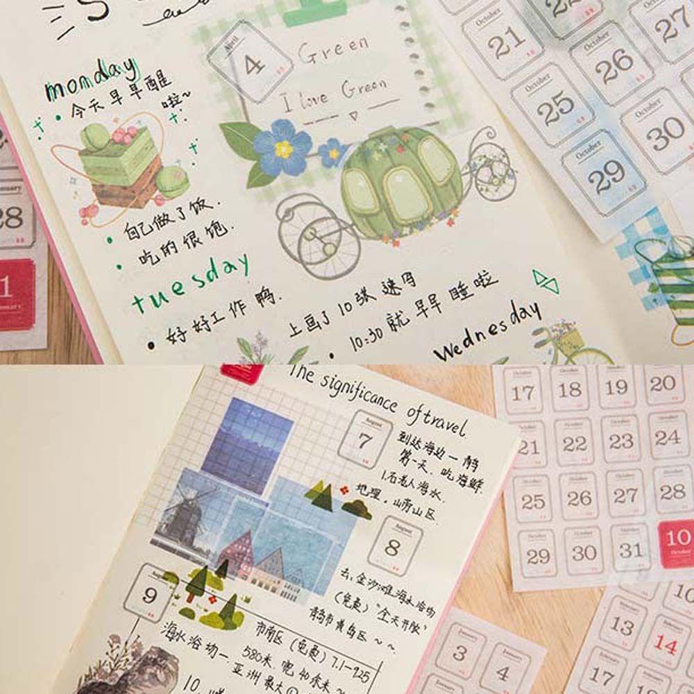 AUGUSTINA Stiker Kalender Jurnal Notebook 365pcs Handbook Dekorasi Scrapbooking Untuk Planner Agenda Dekorasi Kertas Tab Bulanan