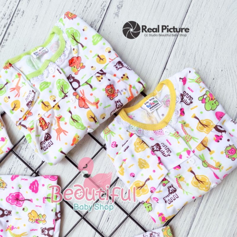 Setelan Baju Bayi Panjang Motif Animal Zoo / Setelan Piyama Bayi Perempuan / Baju Bayi Merk Syifana / Baju Bayi Perempuan / Baby.ou_