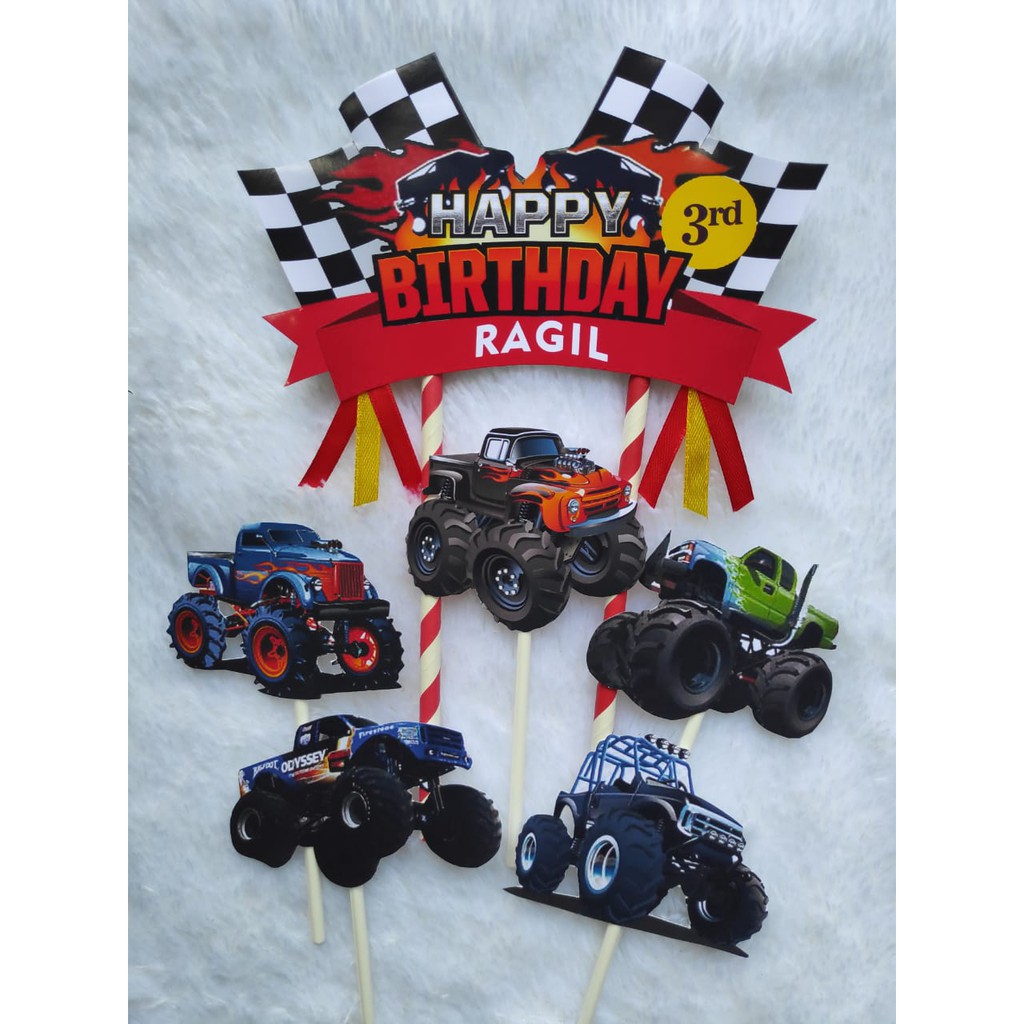 Cake Topper Monster Truck / Topper kue Monster Truck / Hiasan kue / Tusukan kue Monster Truck