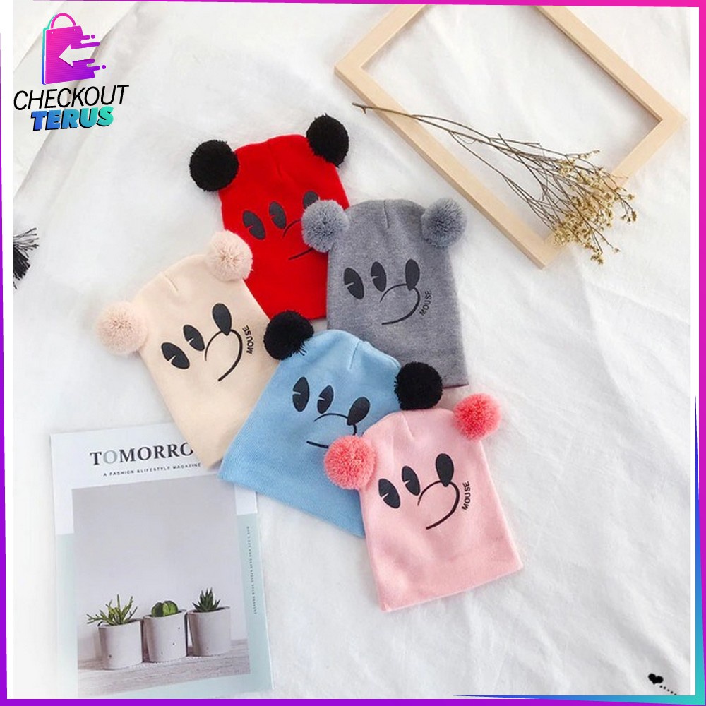 CT P17-25 Topi Kupluk Anak Bayi Karakter Kucing Bear Topi Kupluk Rajut Anak Bayi Korea Style Topi Anak Laki Laki &amp; Perempuan Topi Kupluk Lucu