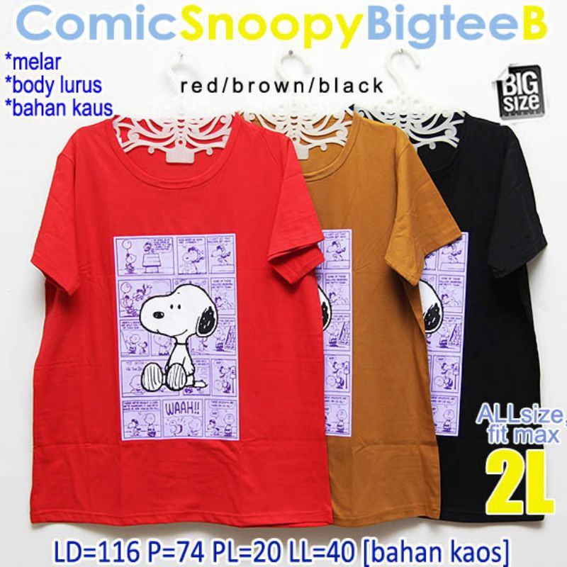 Comic Snoopy Bigtee B KAOS ATASAN WANITA MELAR CASUAL ADEM TERMURAH JUMBO BIG SIZE XXL 2L 2XL