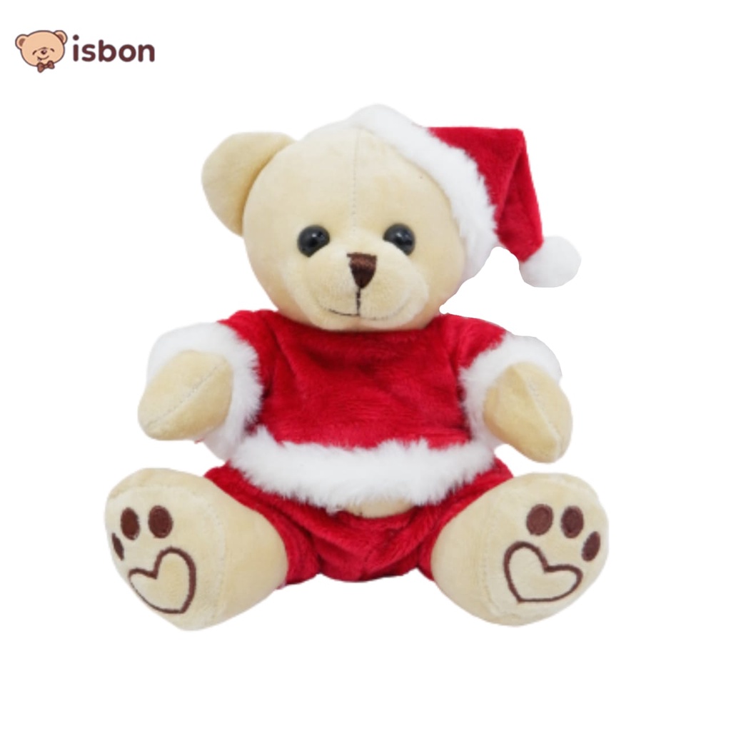 Boneka beruang natal baju merah topi santa joint bear8-istana boneka