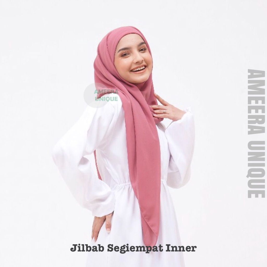 Jilbab Segi Empat Inner 2in1 Instan Ciput Ceruty Baby Doll Premium Original 2 Layer Lapis