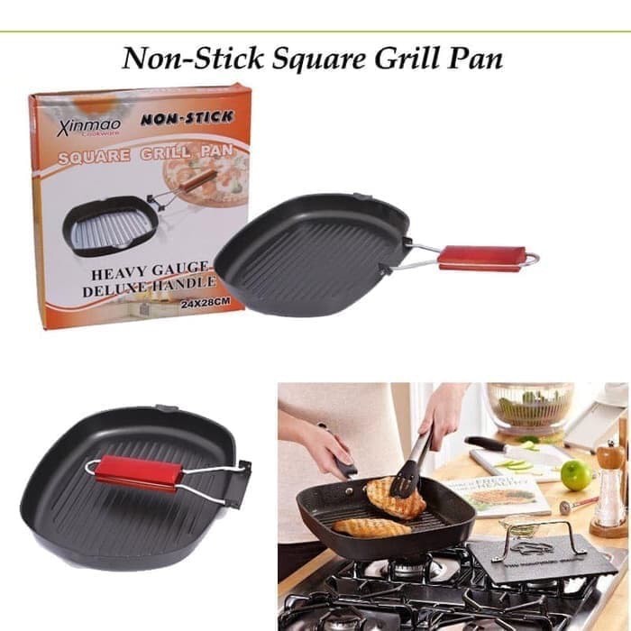 Square Grill Pan 20 cm / Panci Teflon / Wajan Penggorengan Non Stick / Panci Lipat Serbaguna