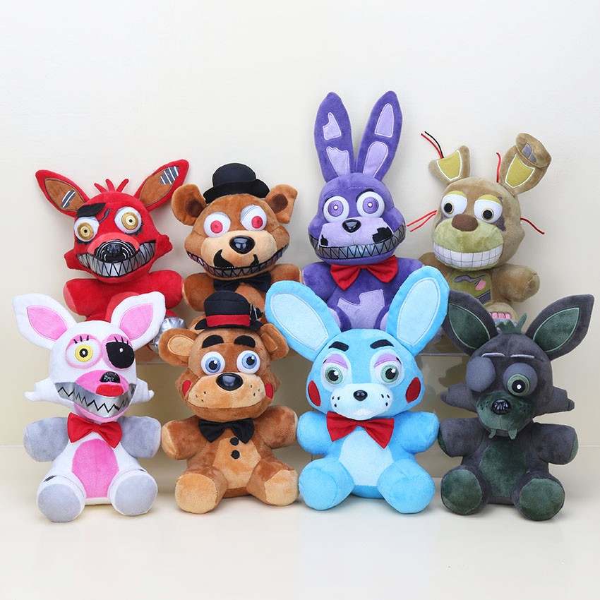 New Five Nights At Freddy's 5 FNAF Plush Toys 25cm Nightmare Series Freddy Foxy Mangle Springtrap