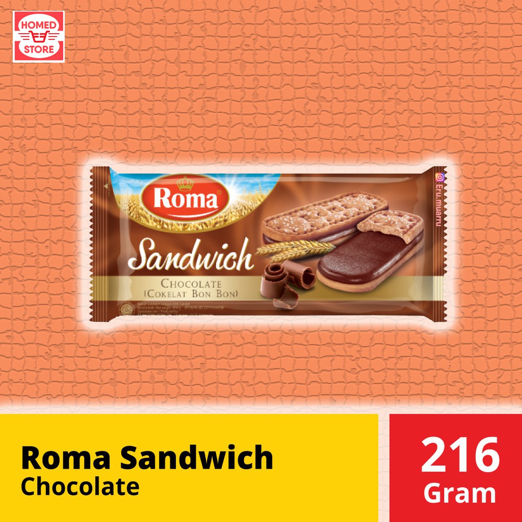 

Biskuit Roma Sandwich Chocolate Coklat Bon Bon 216 gr TERMURAH