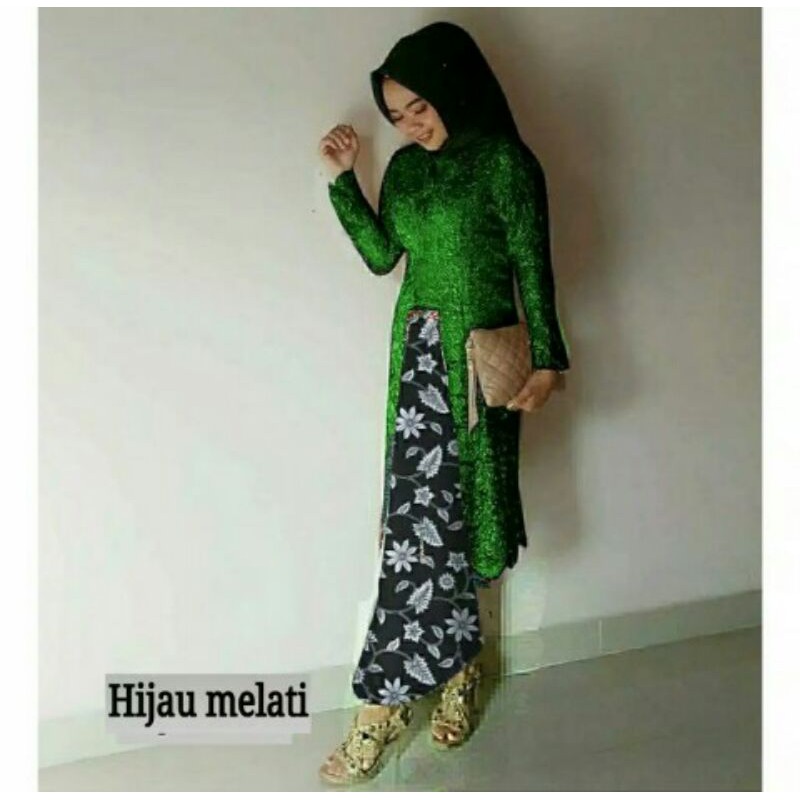 setelan kebaya brokat kutu baru panjang