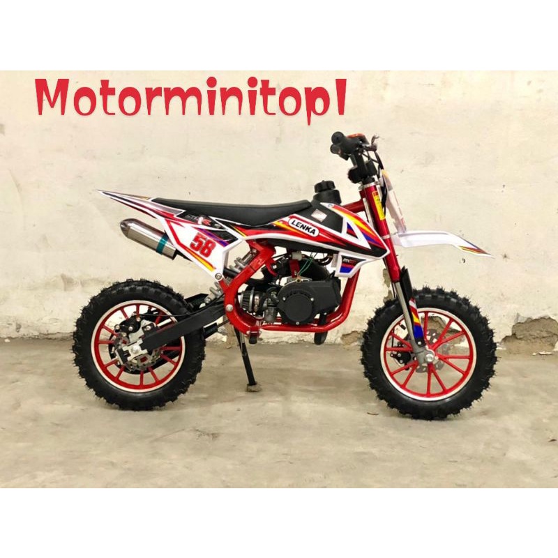 MOTOR MINI TRAIL LENKA MC 58 - MESIN 2 TAK 50 CC - MAINAN MOTOR CROSS ANAK