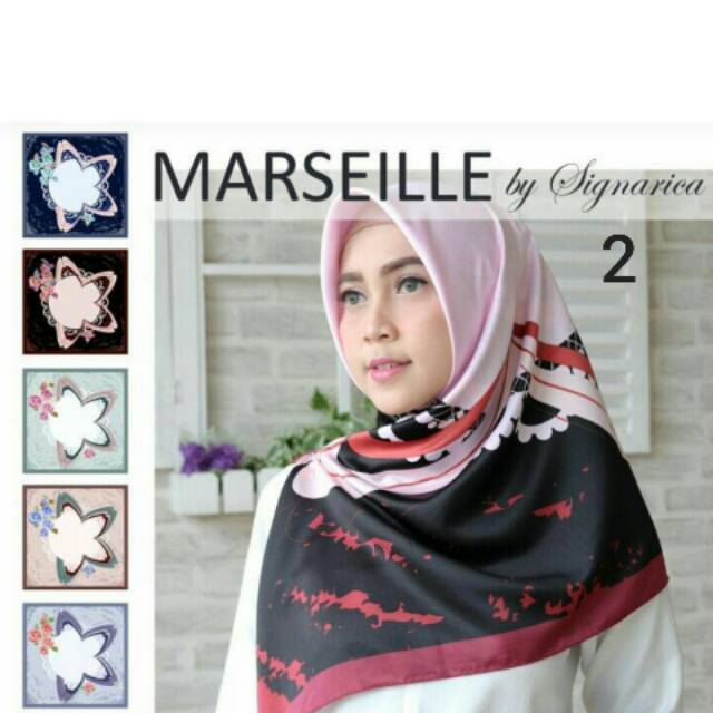 GROSIR Jilbab MARSEILLE seri B (motif 1-6) by SIGNARICA/hijab segiempat/satin