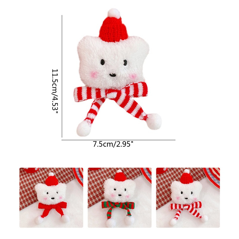 Bros Lencana Bentuk Beruang Bahan Plush Gaya Korea Untuk Ornamen Pakaian Natal