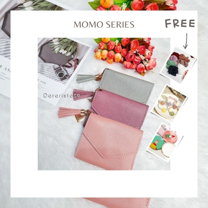 Momo dompet wanita wallet korean fashion by dadaristore free pouch