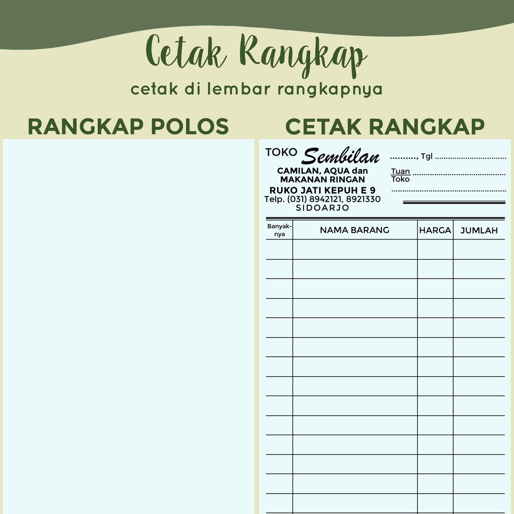 Termurah Nota 12 F4 Rangkap Tanpa Karbon Ncr Carbonless 2 Ply Custom Desain Tambah Numerator Logo