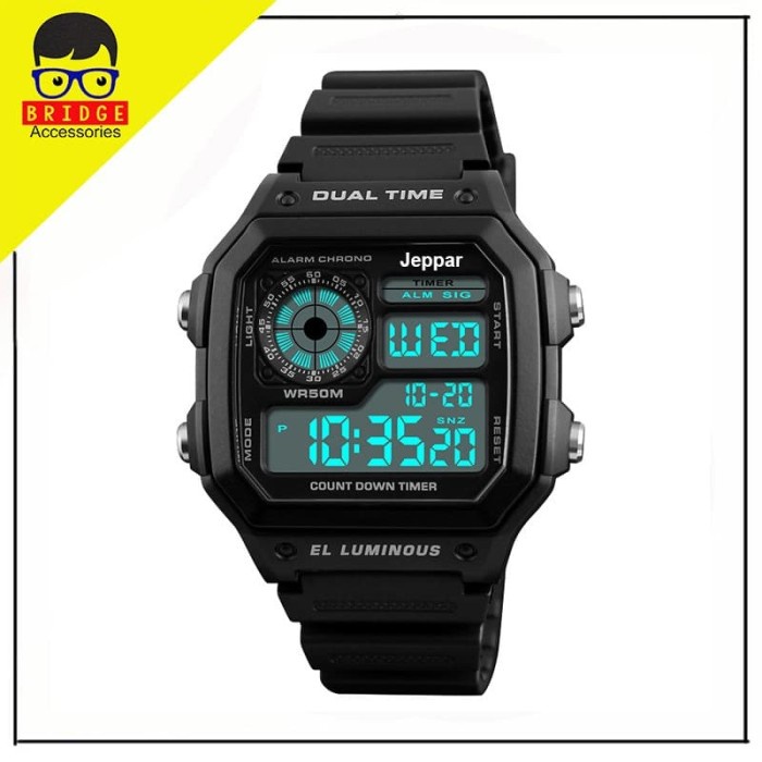 PROMO JEPPAR 1998 Jam Tangan Pria Sport Digital Led Day Date Anti Air 50M - Hitam GRATIS ONGKIR