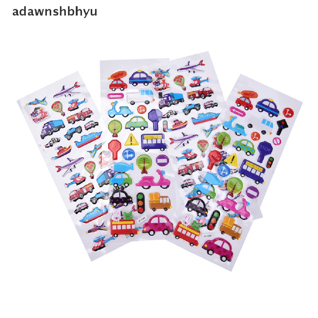 Adawnshbhyu 2Pcs Kartun Gelembung Stiker Diary Transportasi Notebook Sticker Label Dekorasi