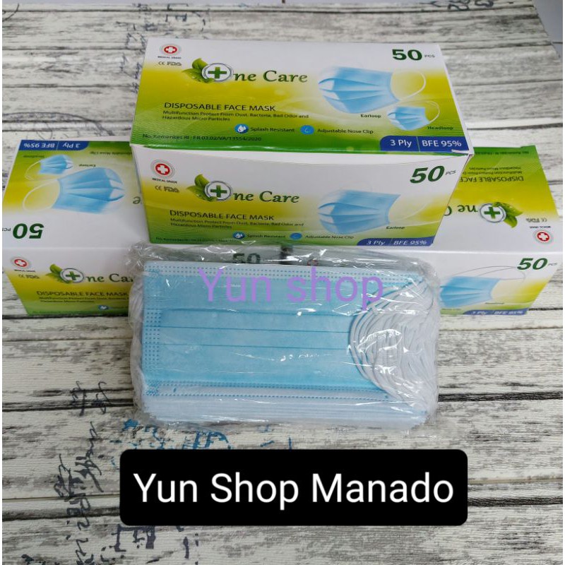 Masker Bedah Medis one care biru 3ply Manado