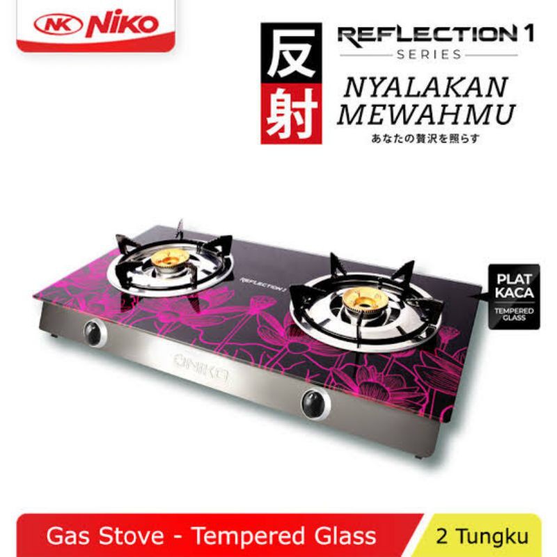 Niko Reflection, R1/ R2 / R3 Kompor Gas Kaca, 2 Tungku