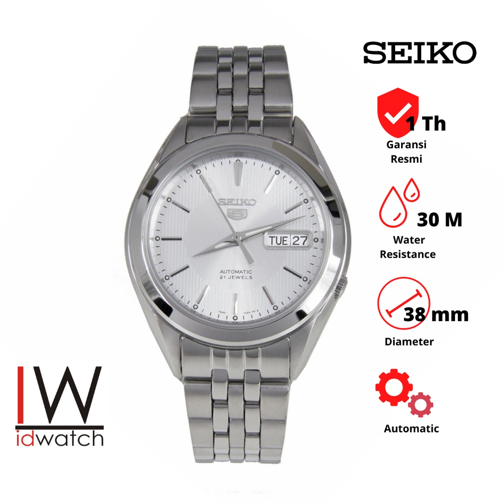 Seiko 5 SNKL15K1 Automatic Jam Tangan Pria Original SNKL15 Cowok Strap Rantai Stainless