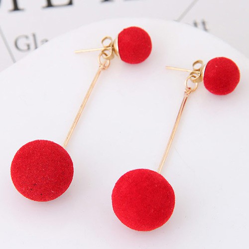 LRC Anting Tusuk Sweet Double Fuzzy Balls Pendant Decorated Pure A4770X