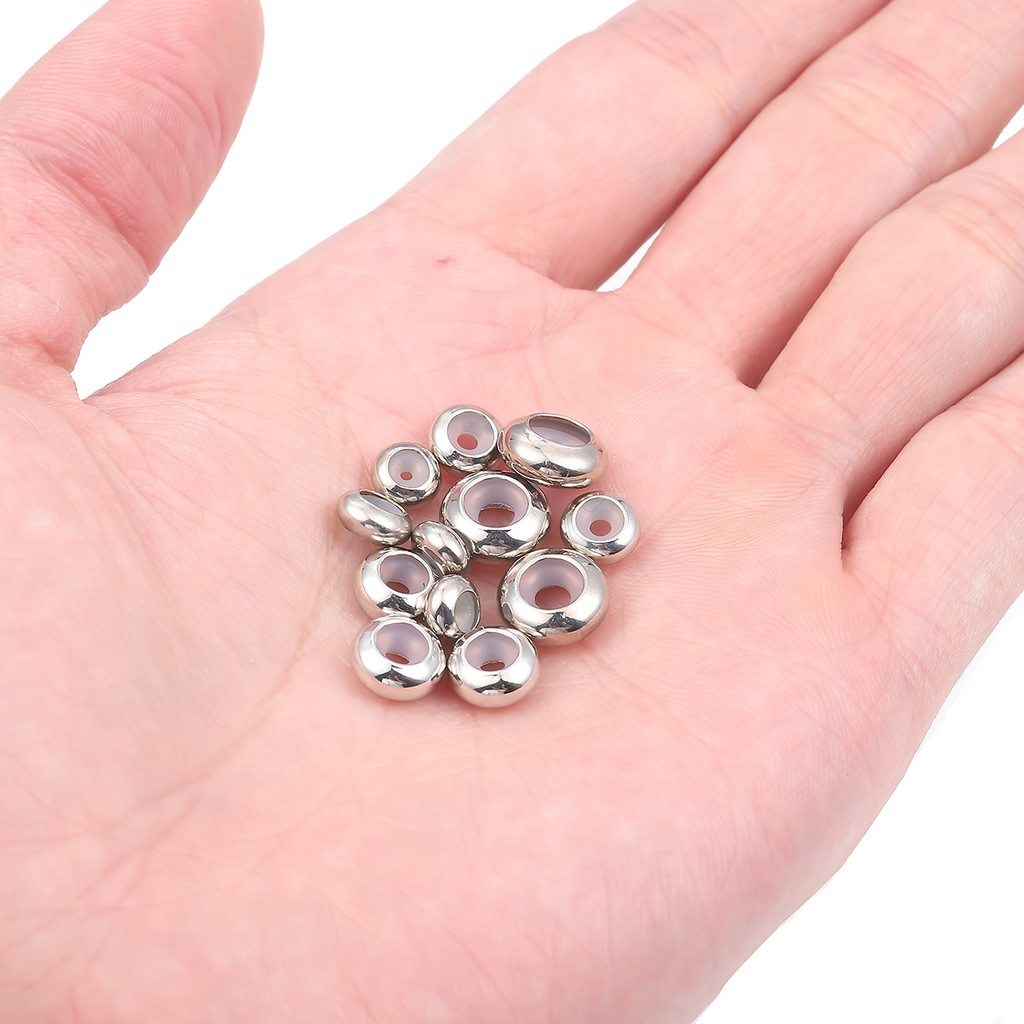 10pcs / Lot Manik-Manik Bulat Bahan Stainless Steel Untuk Membuat Perhiasan Gelang