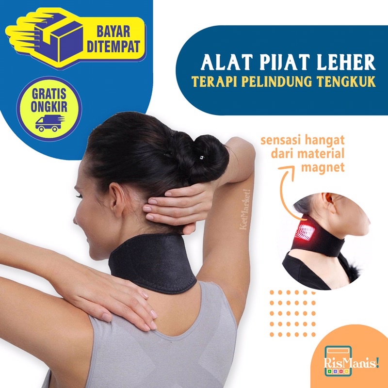 MAGNETIC NECK MASSAGER - Alat Pijat Bantalan Pelindung Leher Tengkuk Sensasi Panas Hangat Anti Nyeri