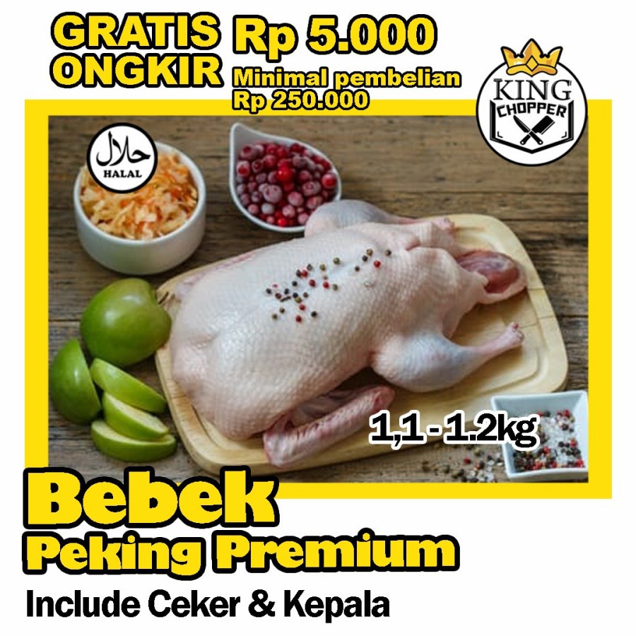 DAGING BEBEK PEKING 1.1 - 1.2 KG PREMIUM GRADE A SUPER FROZEN FRESH SEGAR HIBRIDA LOKAL MUDA MURAH