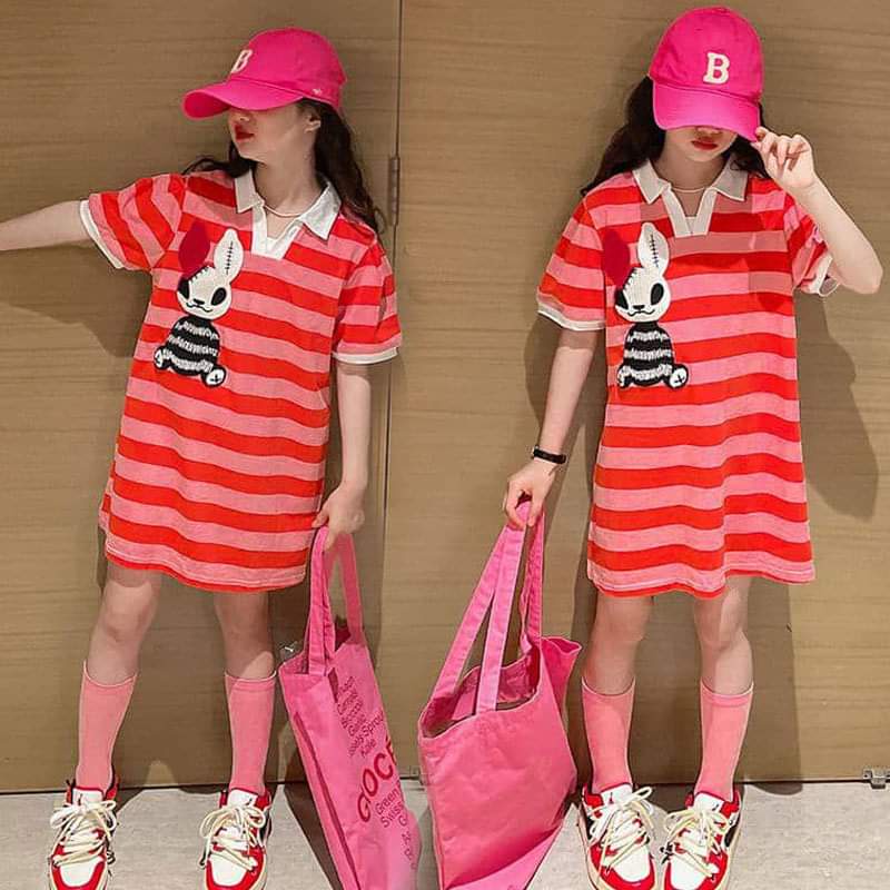 Dress Anak Perempuan Casual Stripe Animal